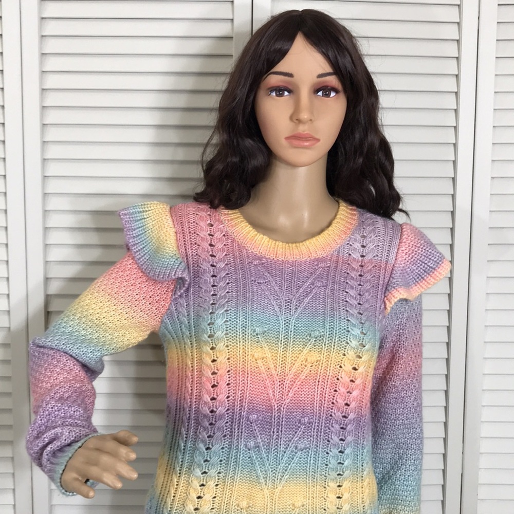 Loft Ann Taylor Multicolor Pastel Rainbow Sweater Small - Picture 4 of 14